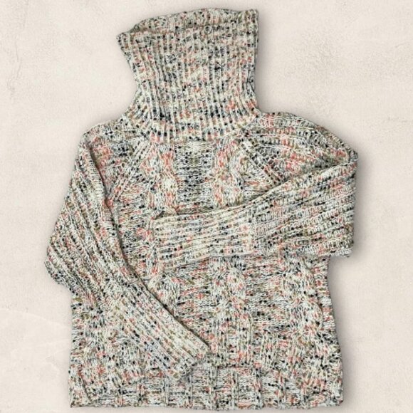 MOON & Madison Turtle Neck Cable Knit Bishop Sleeve Sweater Size XS - Picture 4 of 6